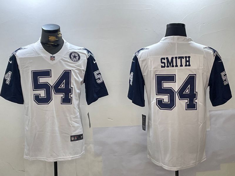 Men Dallas Cowboys #54 Smith White 2024 Nike Vapor Limited NFL Jersey style 2